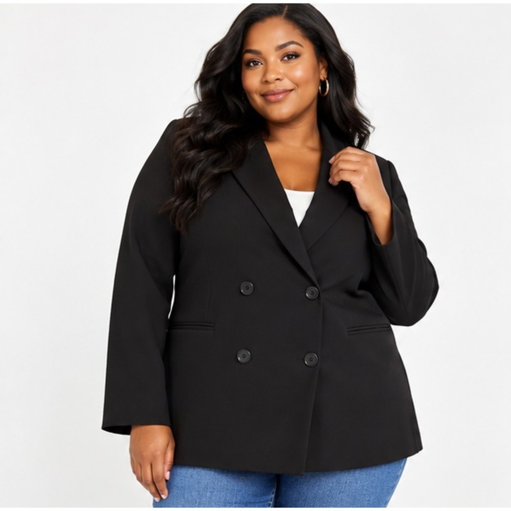 Scoop Womens Double Breasted Blazer XL 16-18 Black Career Jacket Lined New